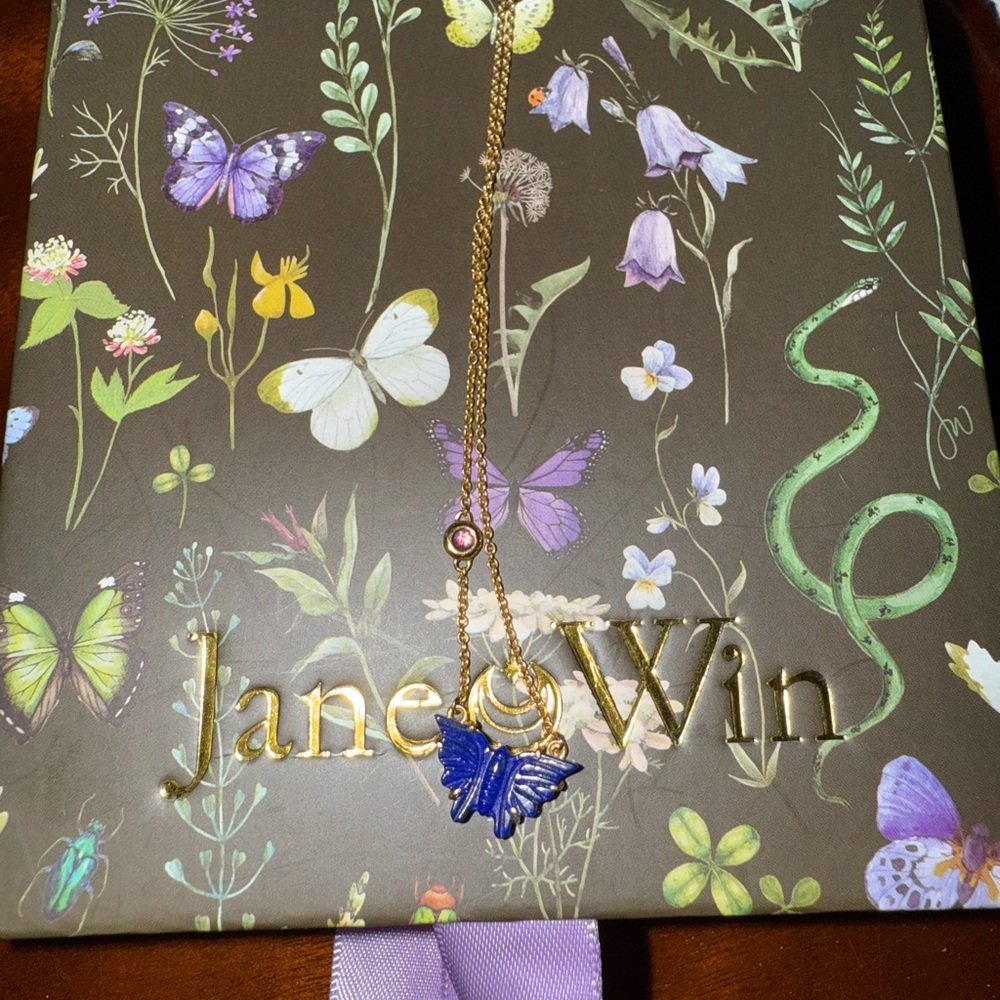 Jane Win Lapis Carved Butterfly Pendant